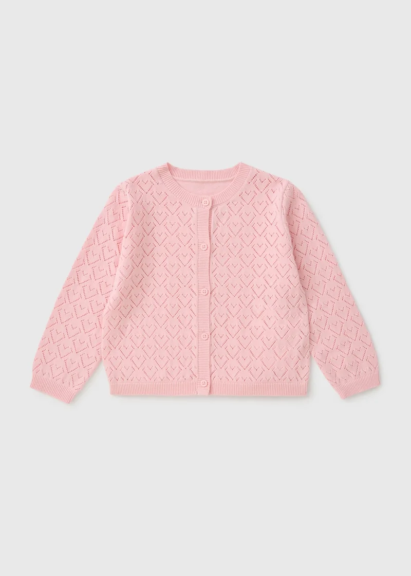 ماتلان Girls Pink Pointelle Cardigan
